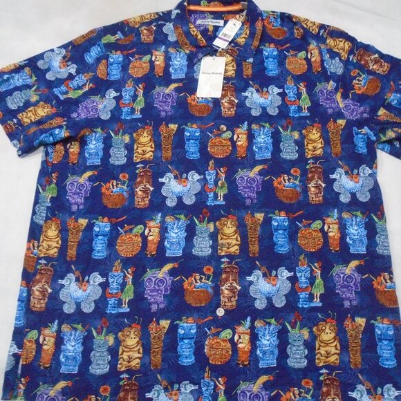 Tommy Bahama Cocktail Tiki Mug Hawaiian Aloha Camp Hula Girl Shirt Size 2XL - Picture 1 of 2